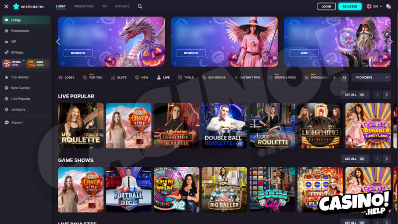 wishcasino live screenshot