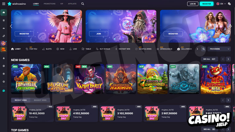 wishcasino lobby screenshot
