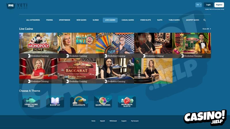 yeti-casino live screenshot