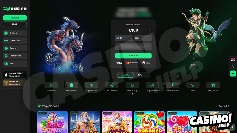zipcasino lobby screenshot